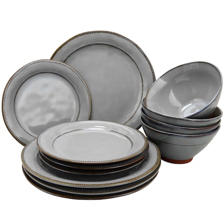 Bakebetter 12 Piece Terranea Dinnerware Set, Gray BA1850582